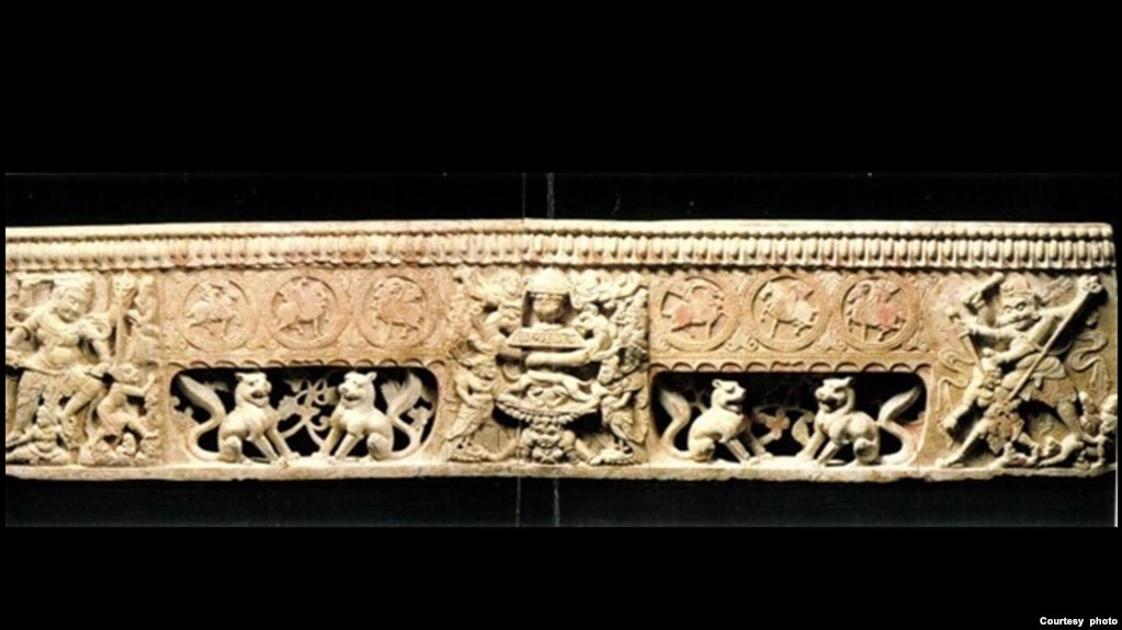 An image of one of the looted antiquities, Zoroastrian Funerary Platform, is seen in this image released by the Manhattan District Attorney's Office.